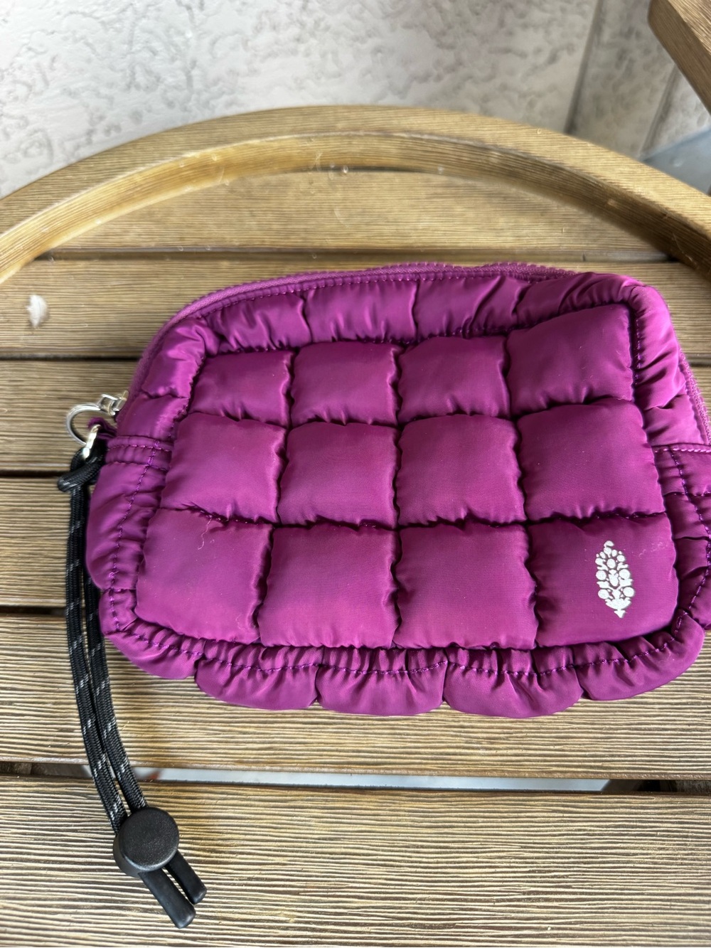 Free People Quilted Wristlet Pouch in Deep Magenta New no Tags